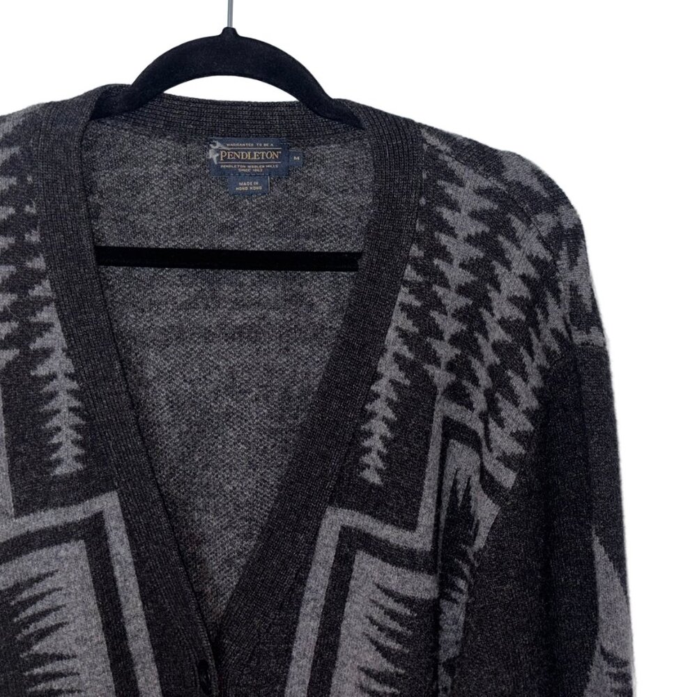 Pendleton Lambswool Blend Gray Graphic Pattern Ca… - image 1